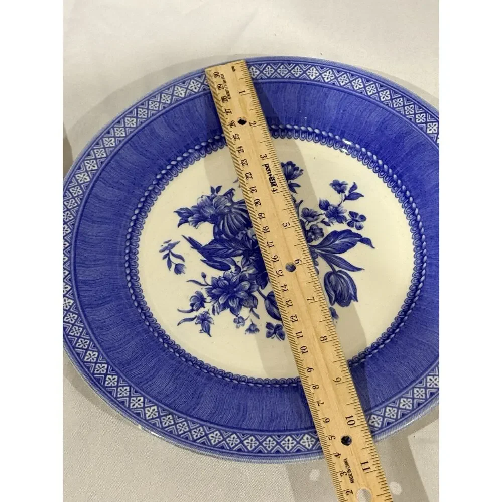 Pair Queens England Blue Dinner Plates 10.5” Mary Gilliatt Churchill Blue Floral
